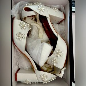 NEVER WORN- Pearled Floral white heels